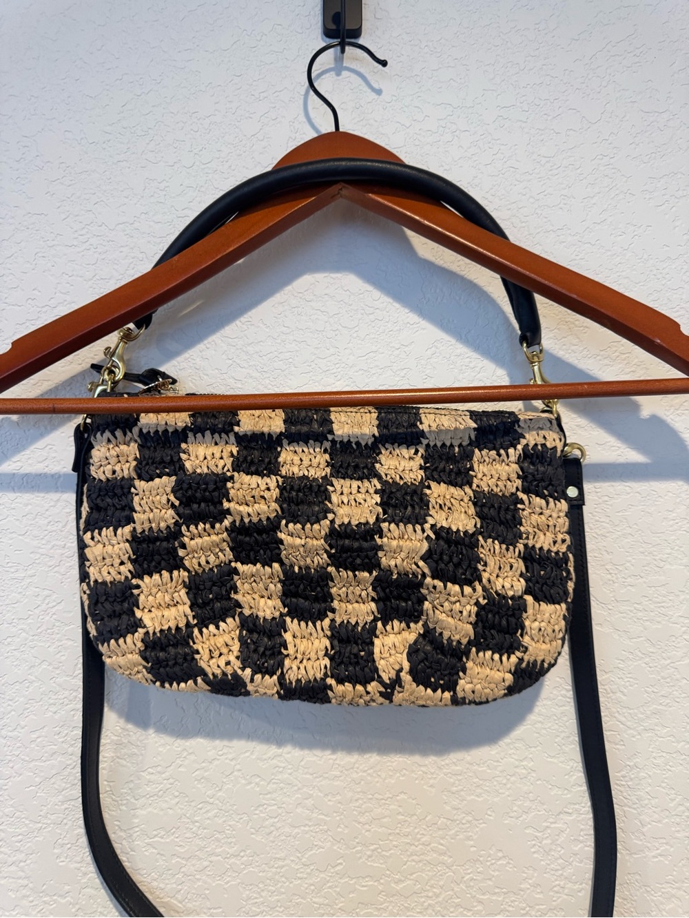 Clare V Petit Moyen Black & Natural Checker Raffia - Picture 6 of 7